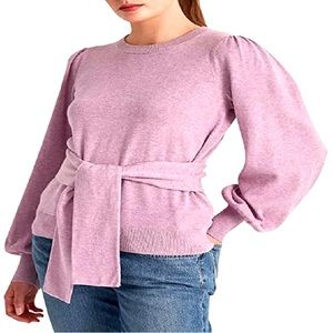 NWT RALPH LAUREN WOMEN'S BELTED COTTON BLEND SWEATER PURPLE SIZE X LARGE